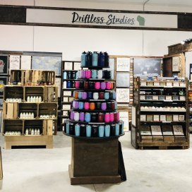 The Apple Store Gift Shop, showcases the Driftless Studios display of handcrafted signs, magnets, Christmas ornaments, tumblers and other lovely home décor.