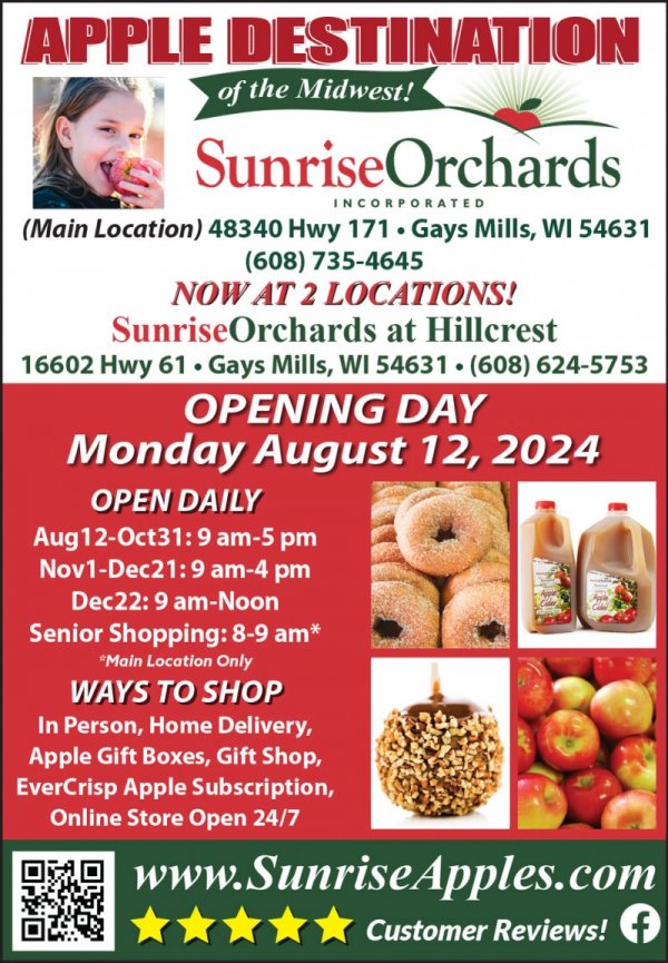 Apples available starting Monday August 12th - Both Locations!