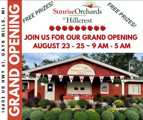 Join the FUN at our GRAND OPENING at Sunrise Orchards at Hillcrest August 23-25!