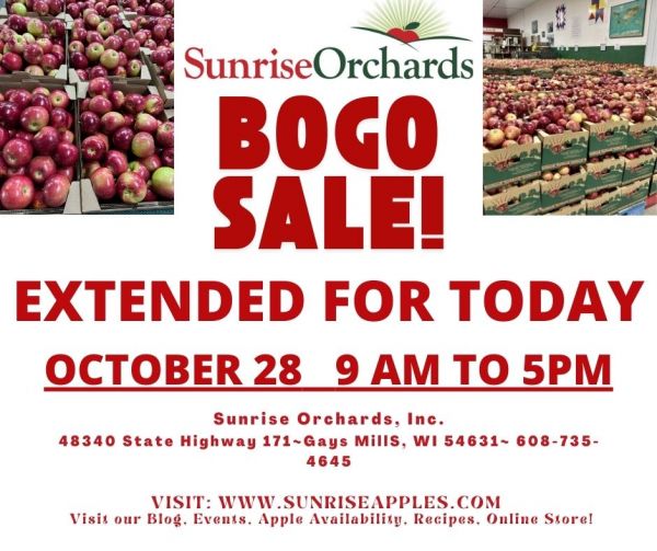 BOGO SALE EXTENDED TO TODAY MONDAY OCT 28TH